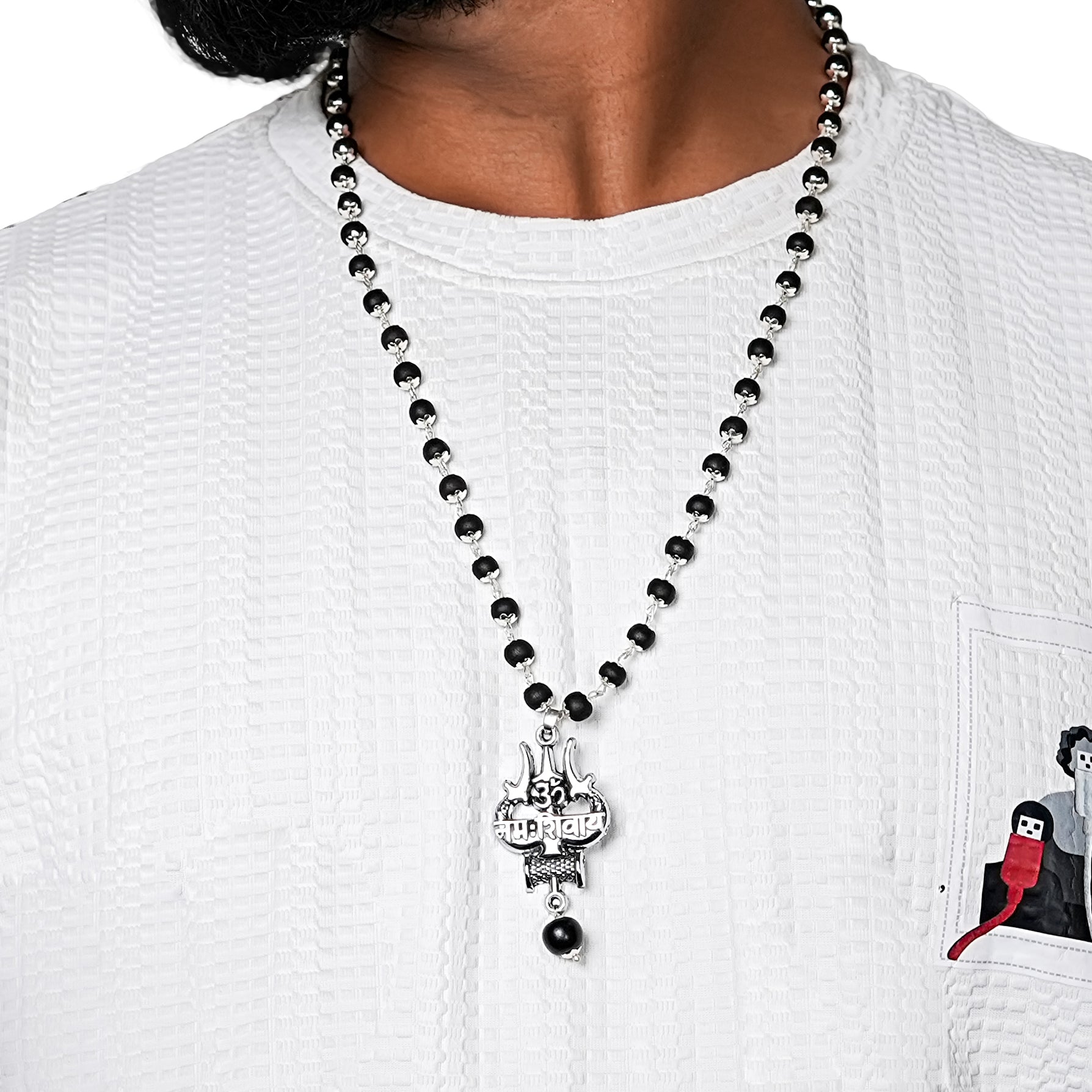 Original Shiv Trishul Karungali Mala (Silver)