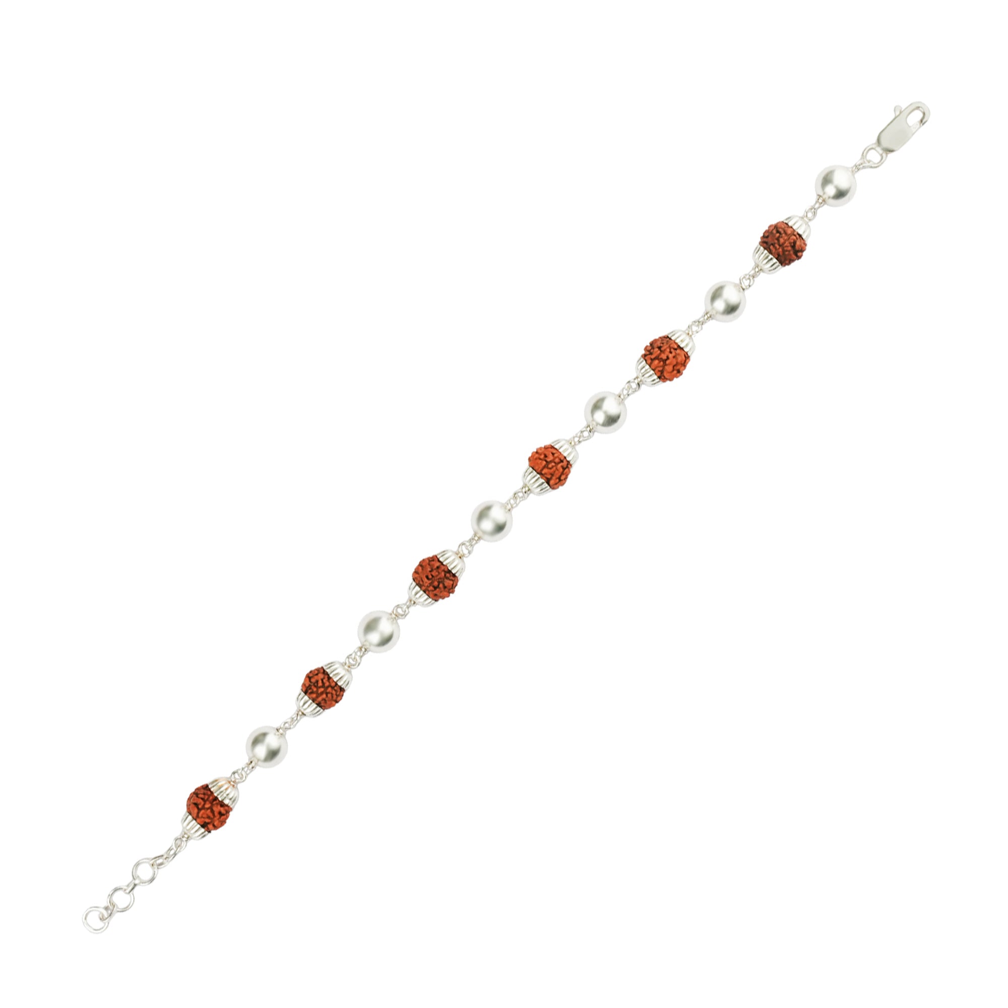 Original 5 Mukhi Rudraksha Bracelet with 6 Silver Moti for Kids