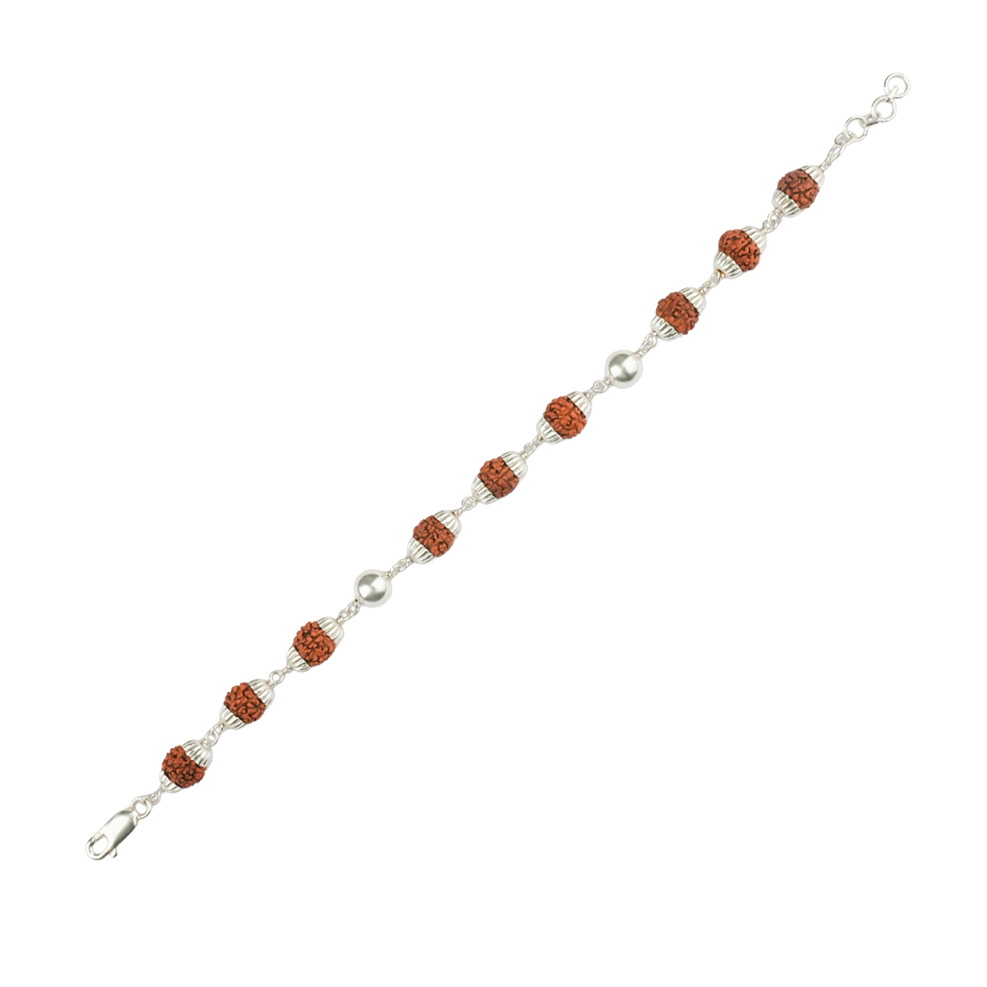 Original 5 Mukhi Rudraksha Bracelet with 2 Silver Moti for Kids