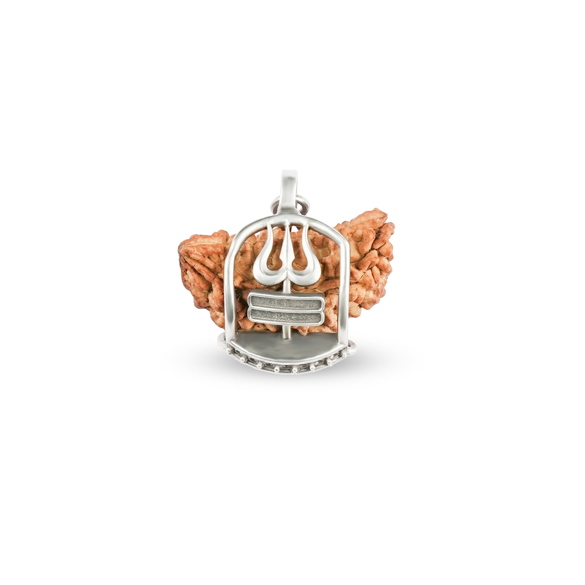 1 Mukhi Rudraksha Silver Pendant – Trishul Design