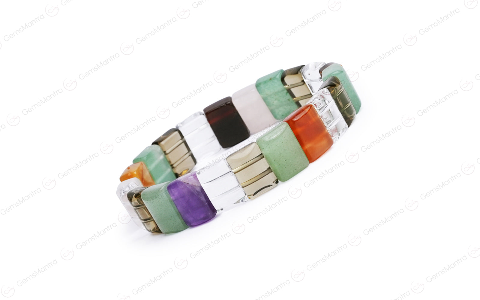 Multi Stone Flat/Rectangular Beads Bracelet