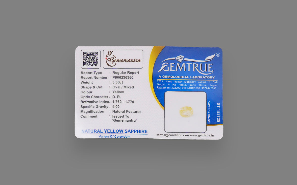 Yellow Sapphire (Pukhraj) – 3.36 Carat / 3.73 Ratti