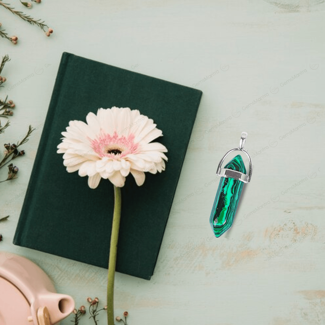 Malachite Double Terminated Pencil Pendant - Gemsmantra