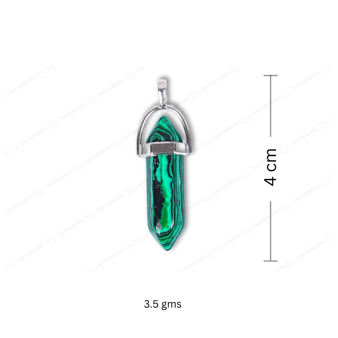 Malachite Double Terminated Pencil Pendant - Gemsmantra