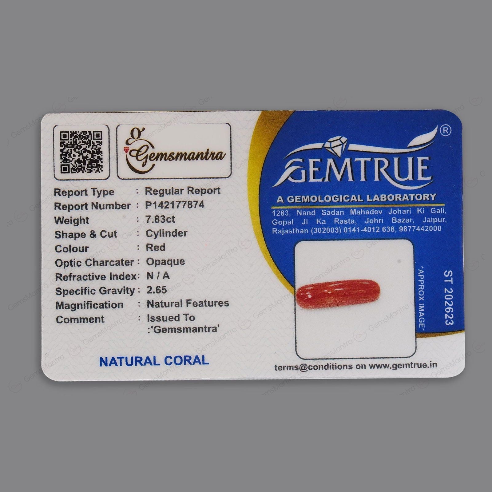 Moonga-Red Coral stone (8.6 Ratti) - Gemsmantra