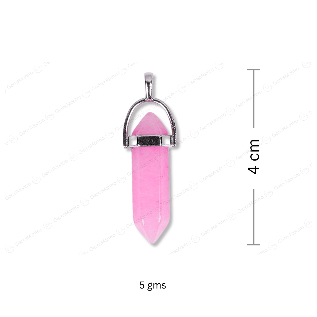 Pink Onyx Double Terminated Pencil Pendant - Gemsmantra