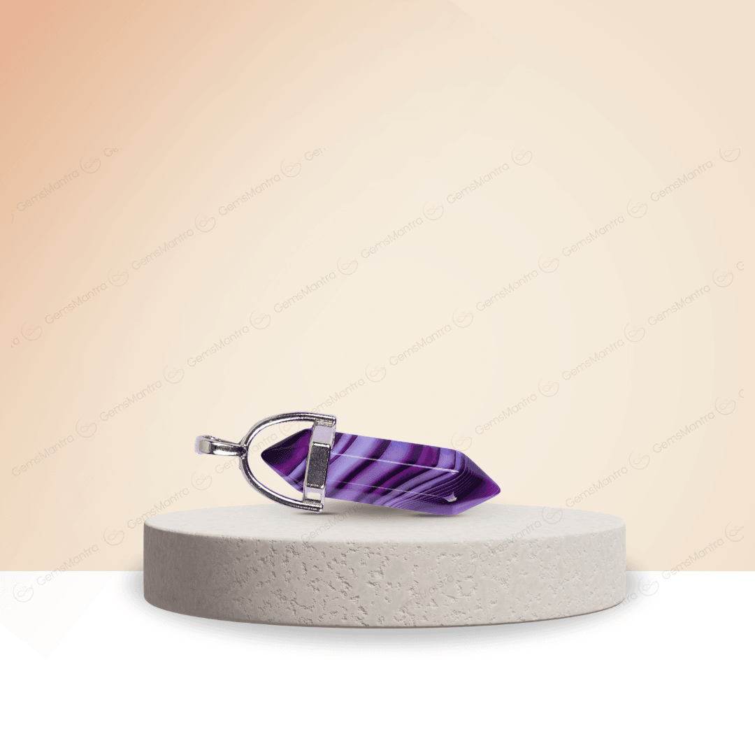 Purple Sulemani Double Terminated Pencil Pendant - Gemsmantra