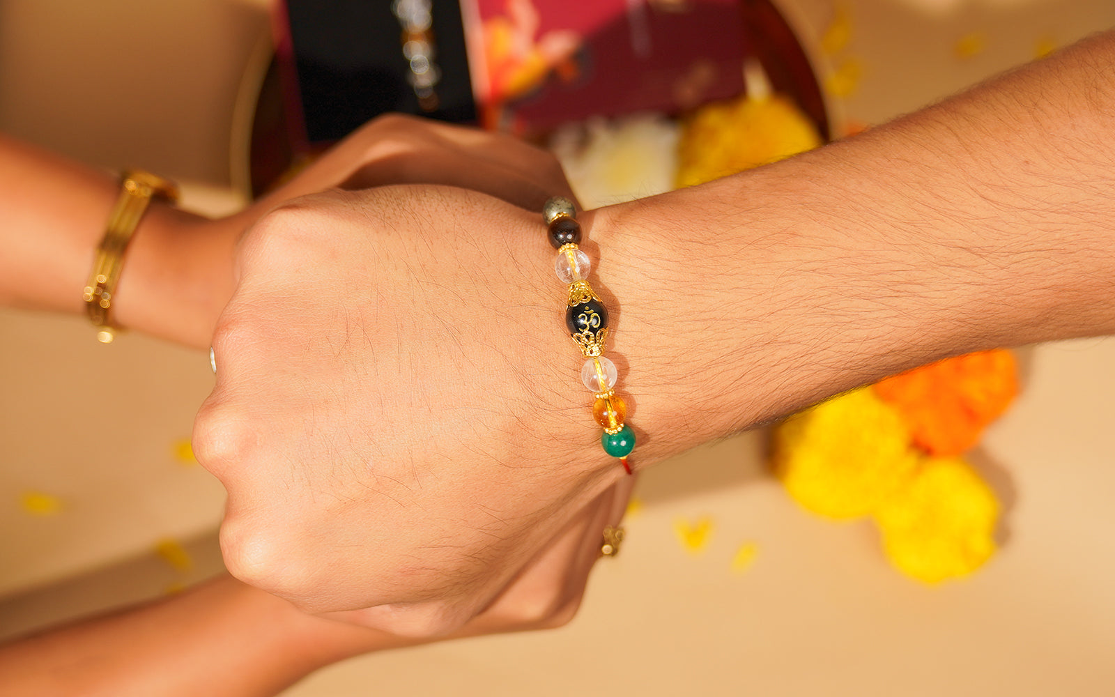 Premium Om Rakhi – Energized Crystal Rakhi for Protection & Blessings