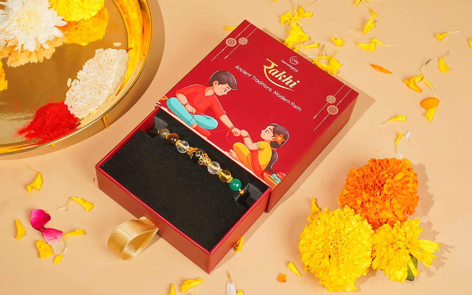 Premium Om Rakhi – Energized Crystal Rakhi for Protection & Blessings