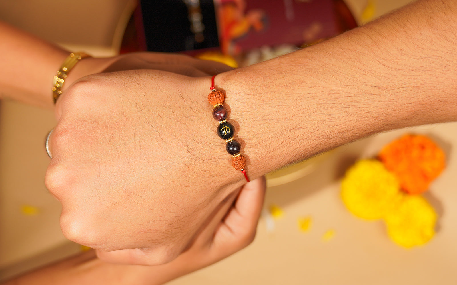 Om Rudraksha Rakhi – Spiritual Rakhi for Brother's Protection