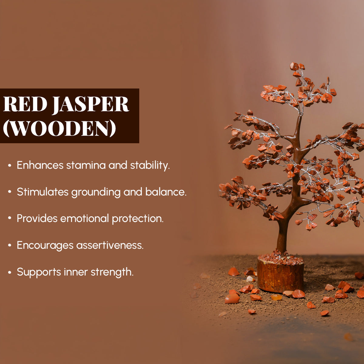 Red Jasper Crystal Tree – Wooden Base, for Vastu – view 6