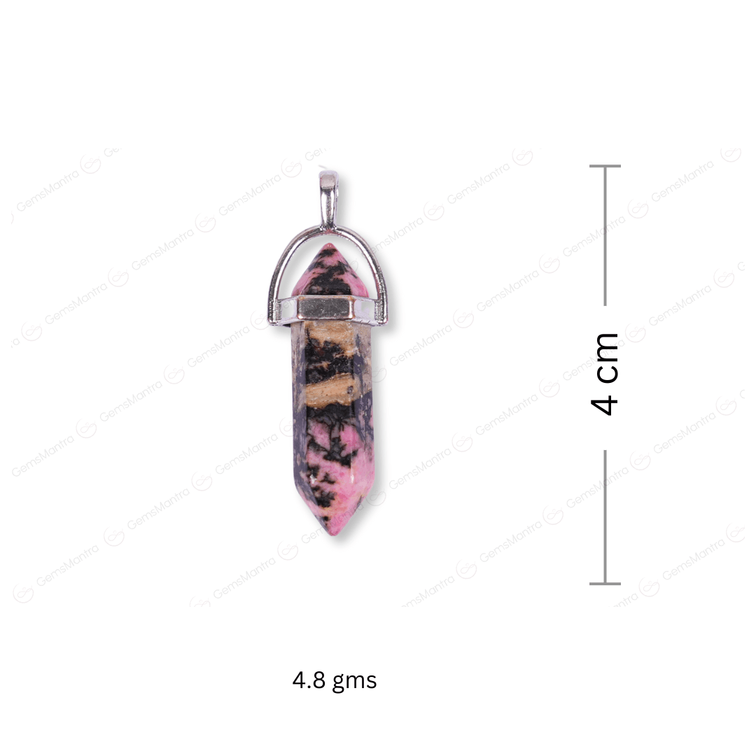 Rhodonite Double Terminated Pencil Pendant - Gemsmantra