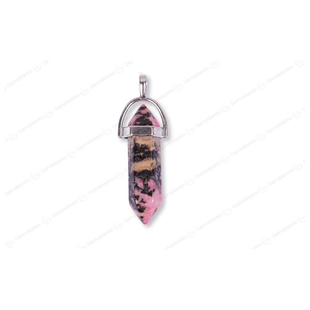 Rhodonite Double Terminated Pencil Pendant - Gemsmantra