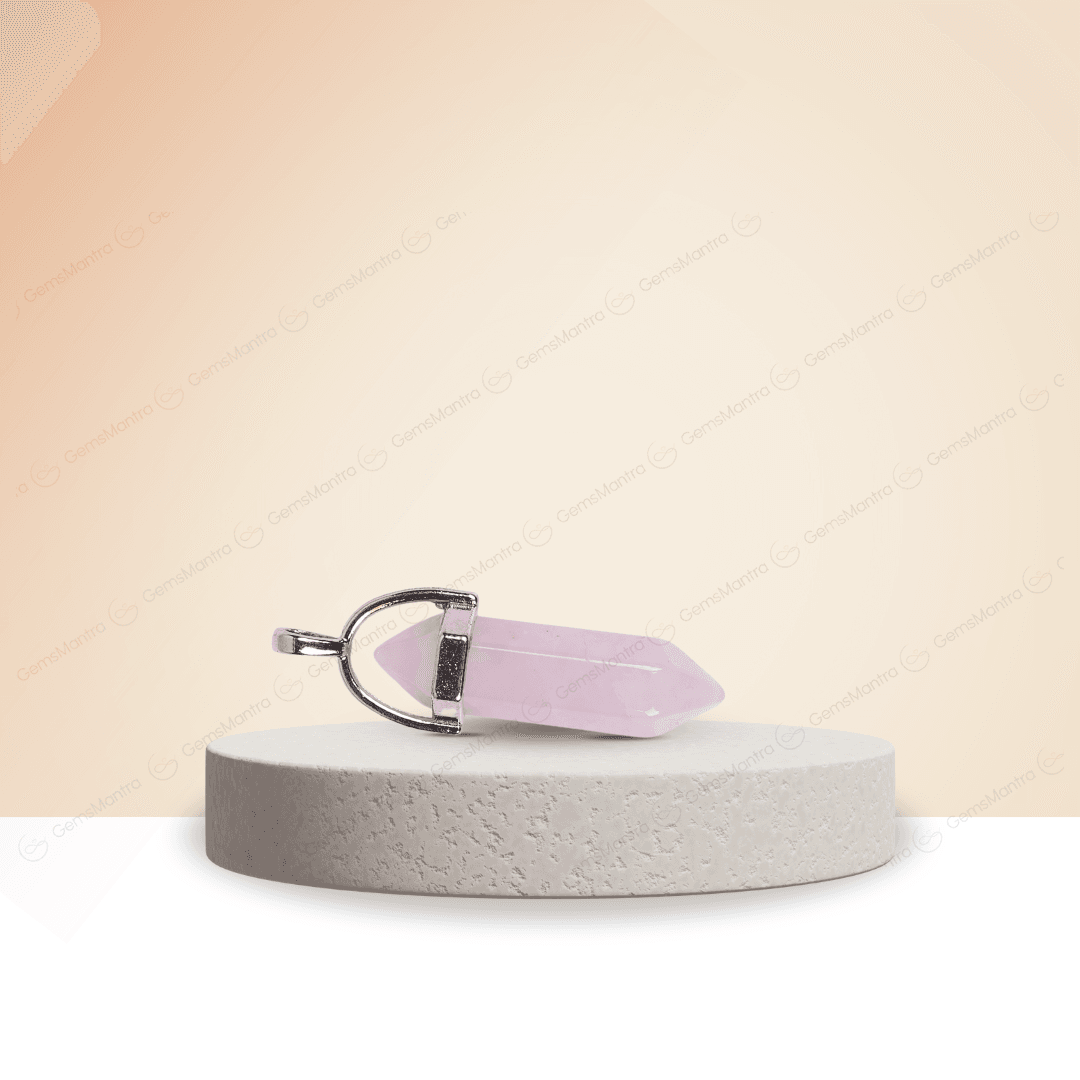 Rose Quartz Double Terminated Pencil Pendant - Gemsmantra