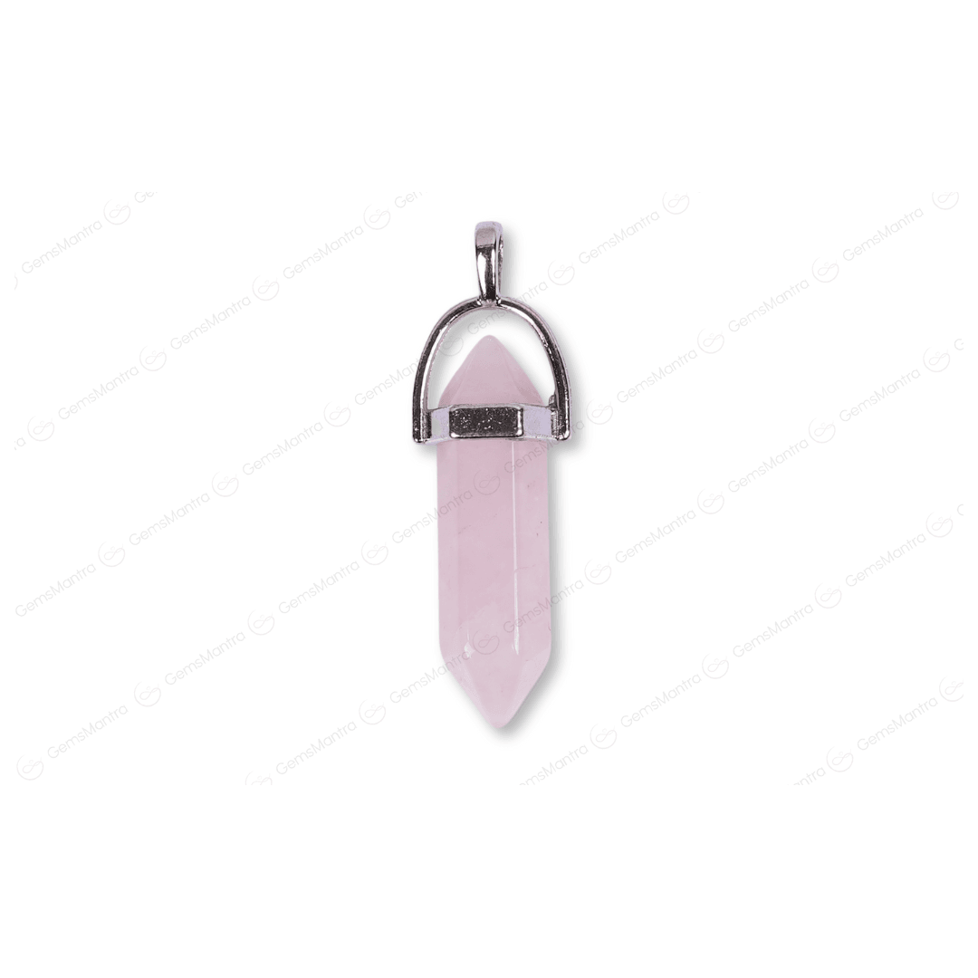 Rose Quartz Double Terminated Pencil Pendant - Gemsmantra