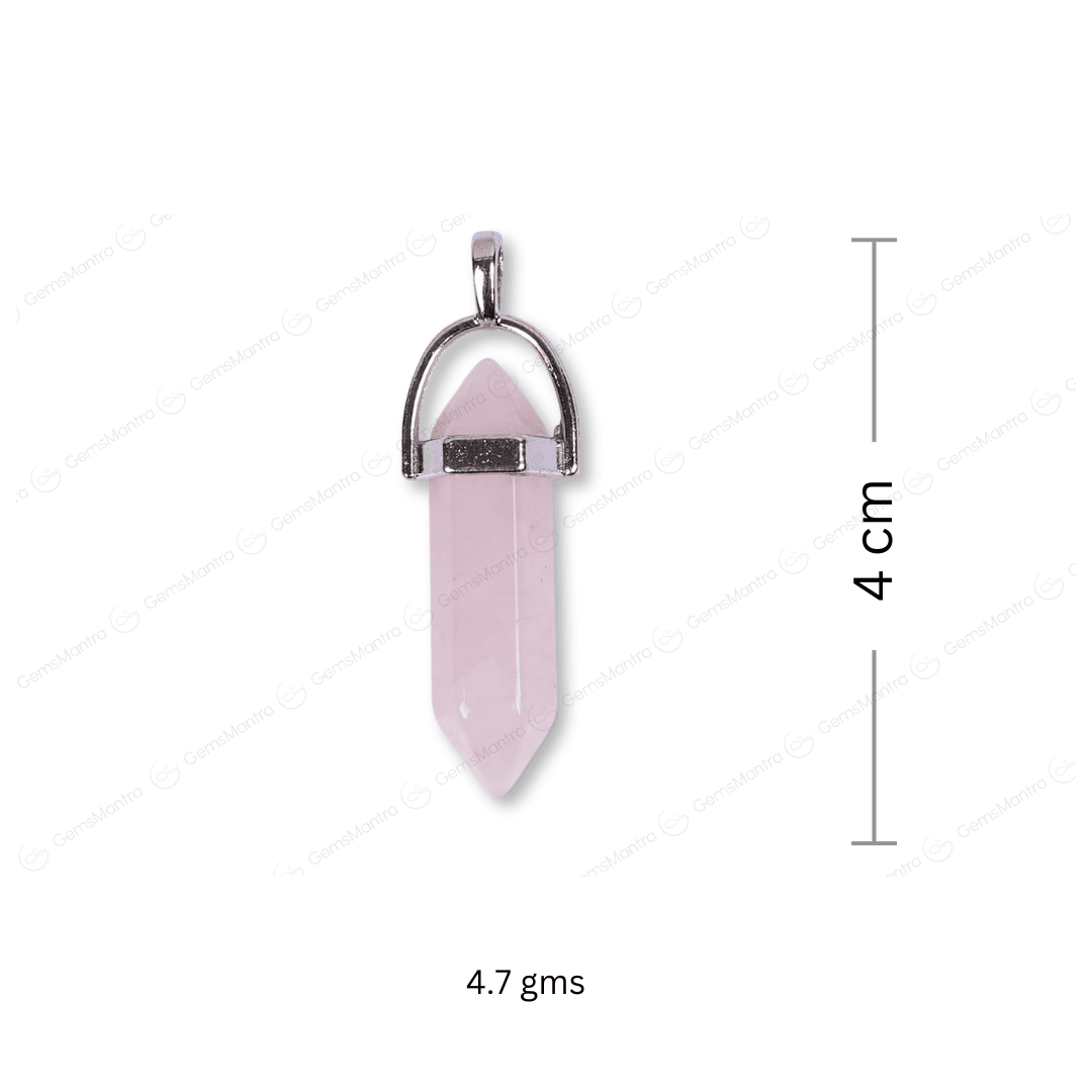 Rose Quartz Double Terminated Pencil Pendant - Gemsmantra