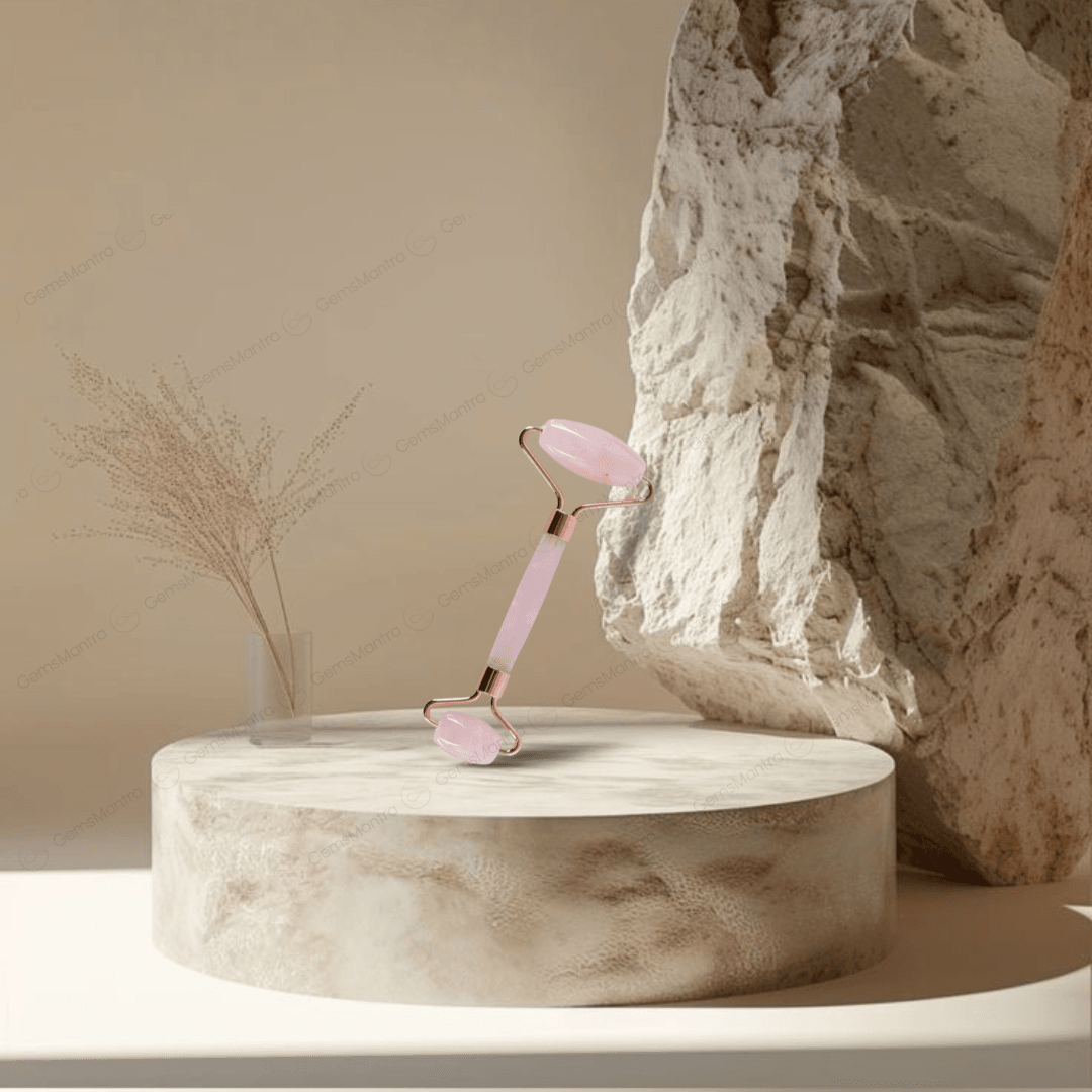 Rose Quartz Face Massage Roller - Gemsmantra