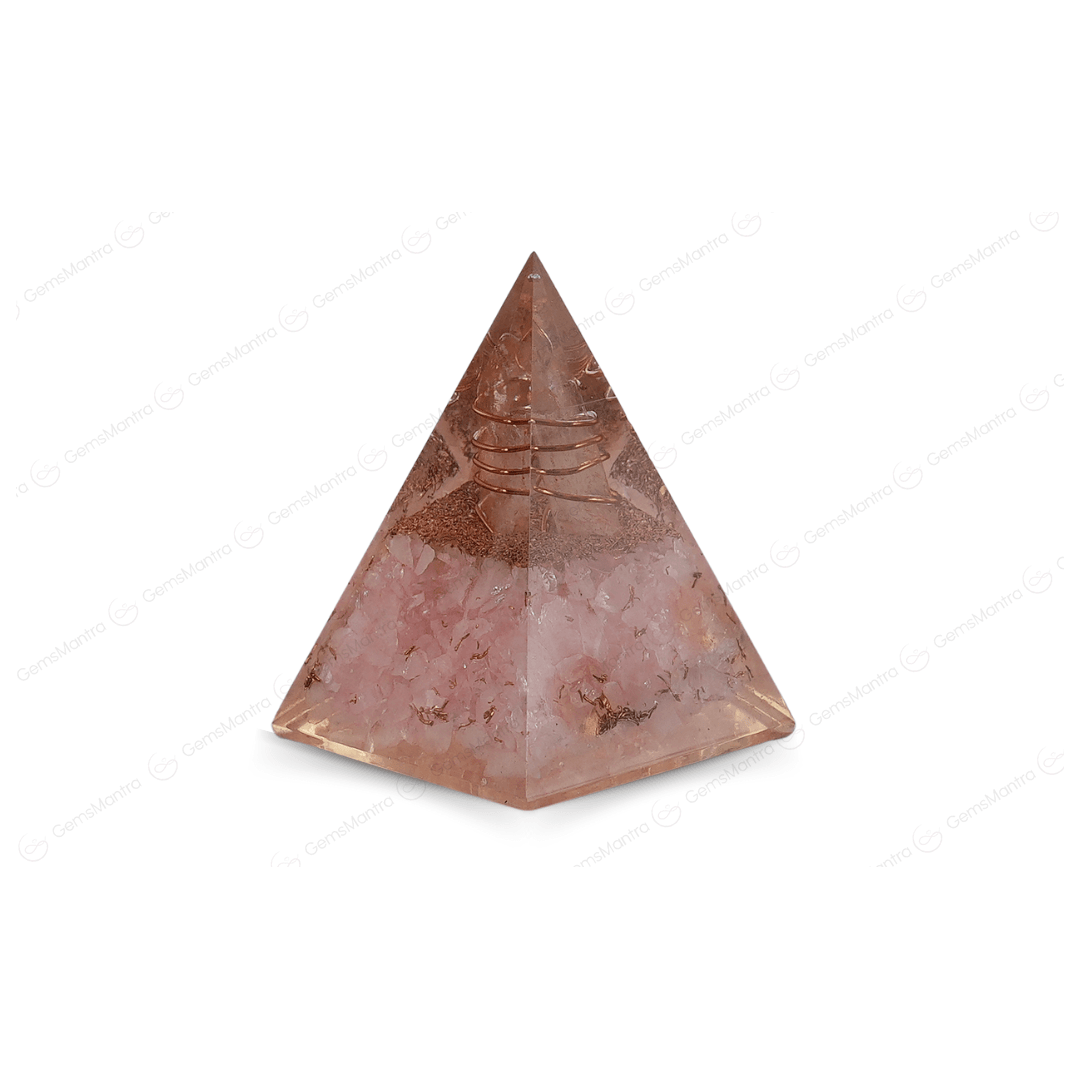 Rose Quartz Orgonite Nubian Pyramid/Orgone Pyramid - Gemsmantra