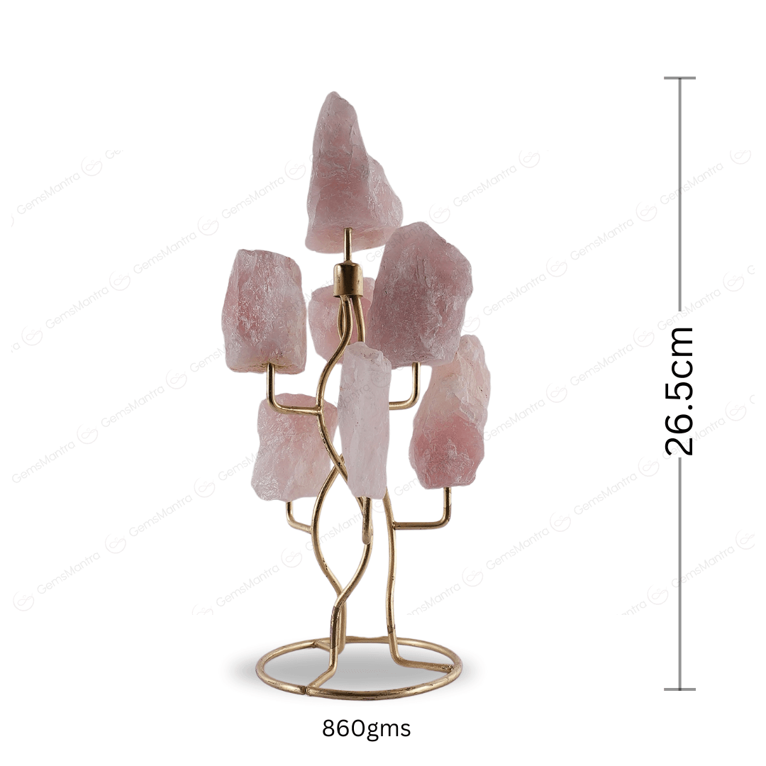 Rose Quartz Raw Stone With Stand - Gemsmantra