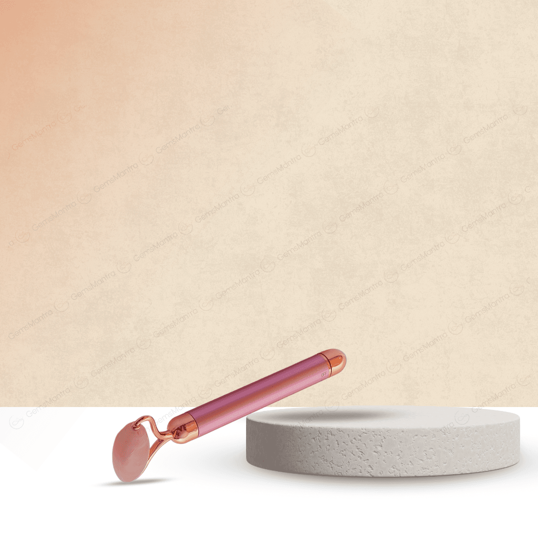 Rose Quartz Vibrating Face Massage Roller - Gemsmantra