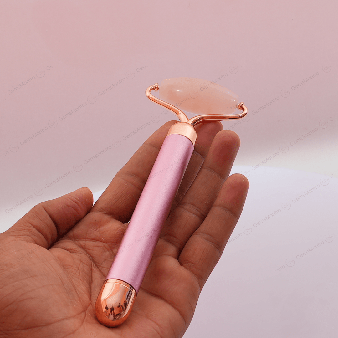 Rose Quartz Vibrating Face Massage Roller - Gemsmantra