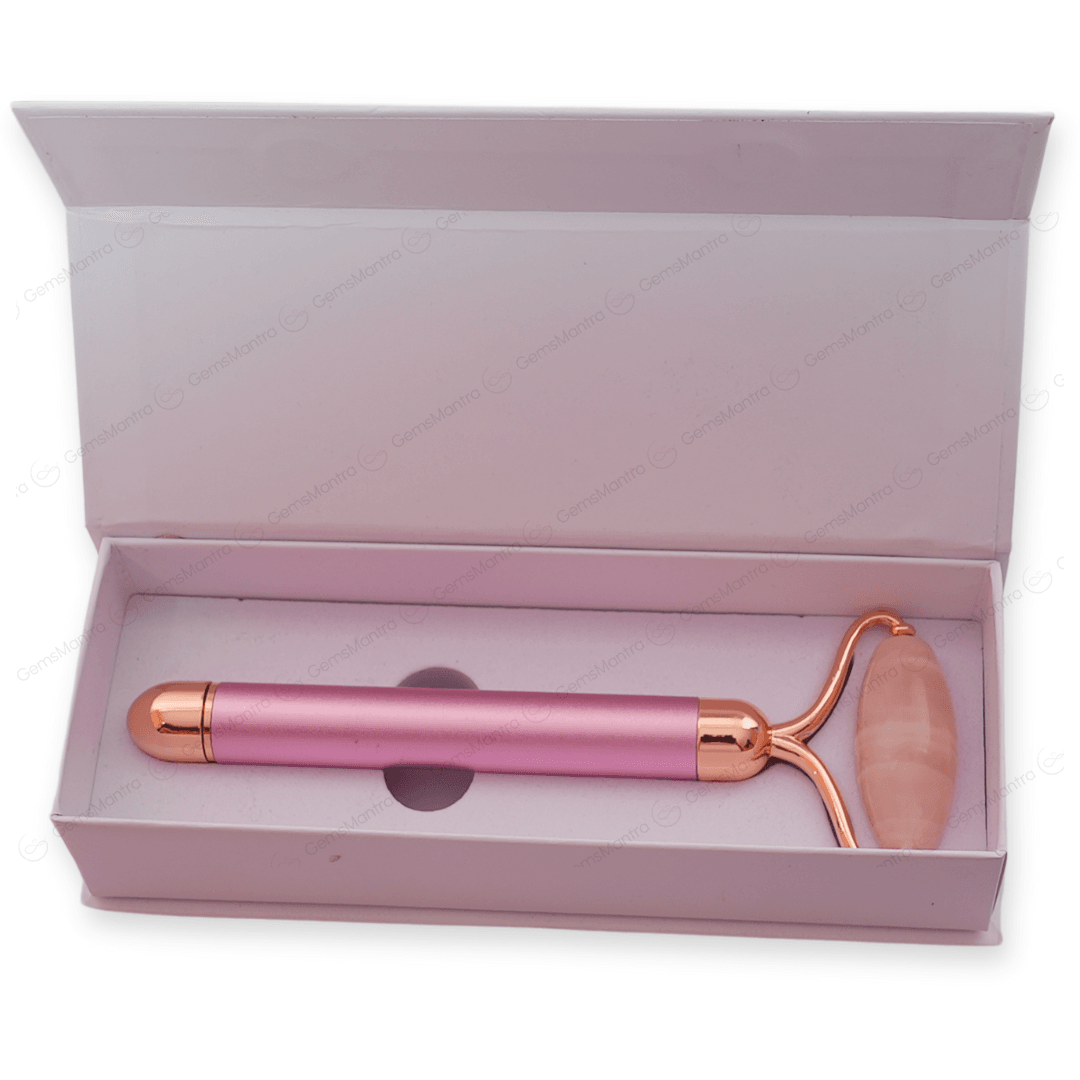 Rose Quartz Vibrating Face Massage Roller - Gemsmantra