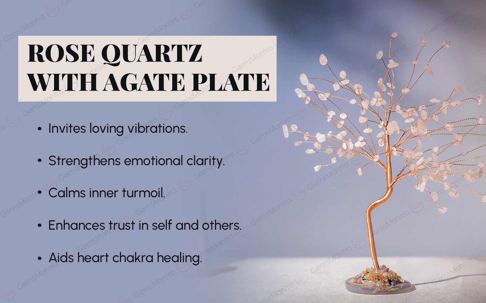 Rose Quartz With Agate Plate Large Tree