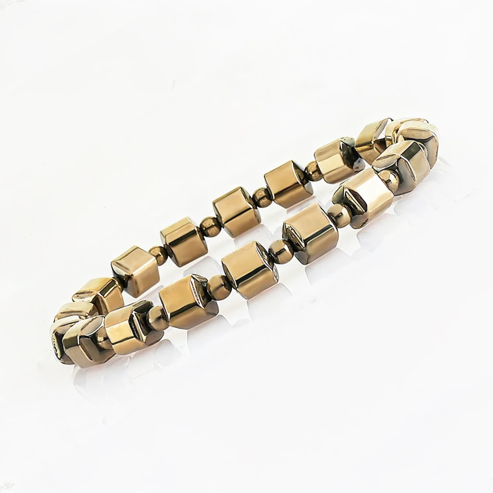 Pyrite Hematite Cube Bracelet – Wealth & Grounding