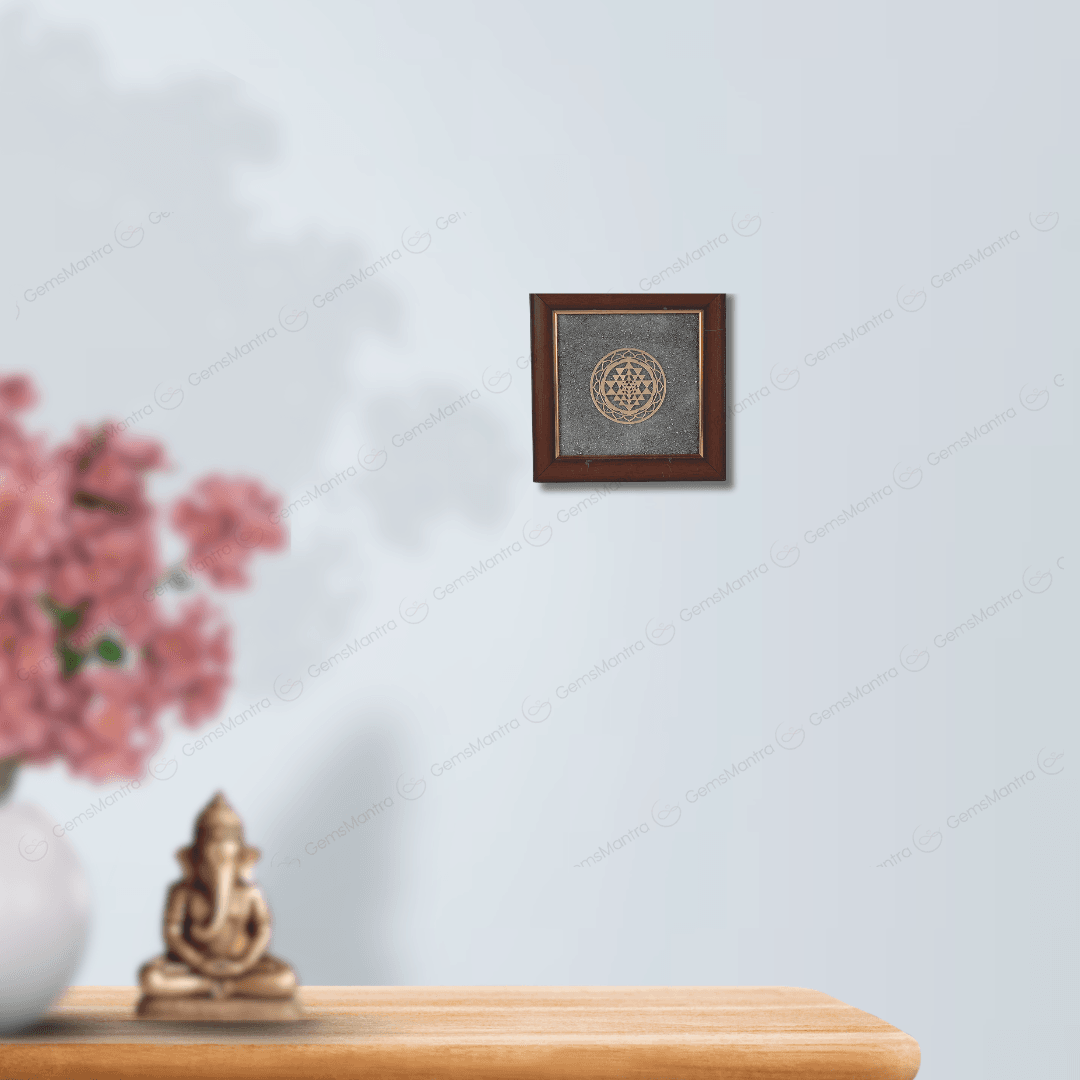 Shriparni Shri Yantra Pyrite Dust Frame - Gemsmantra
