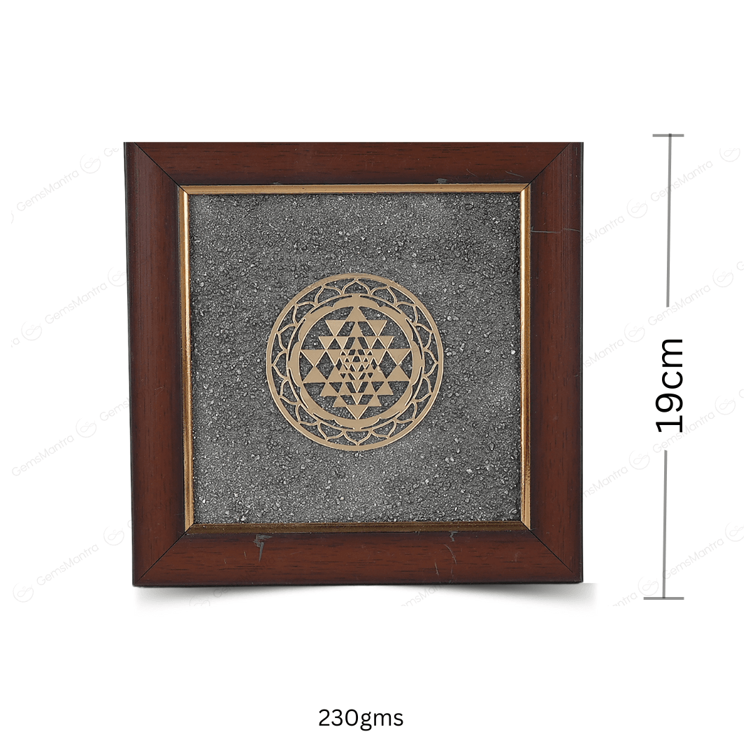 Shriparni Shri Yantra Pyrite Dust Frame - Gemsmantra
