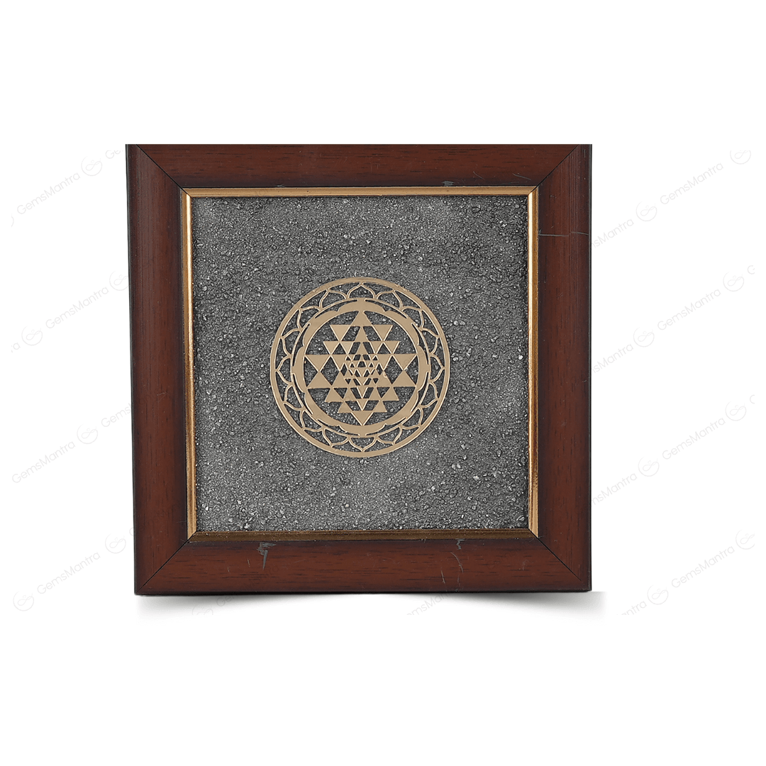 Shriparni Shri Yantra Pyrite Dust Frame - Gemsmantra