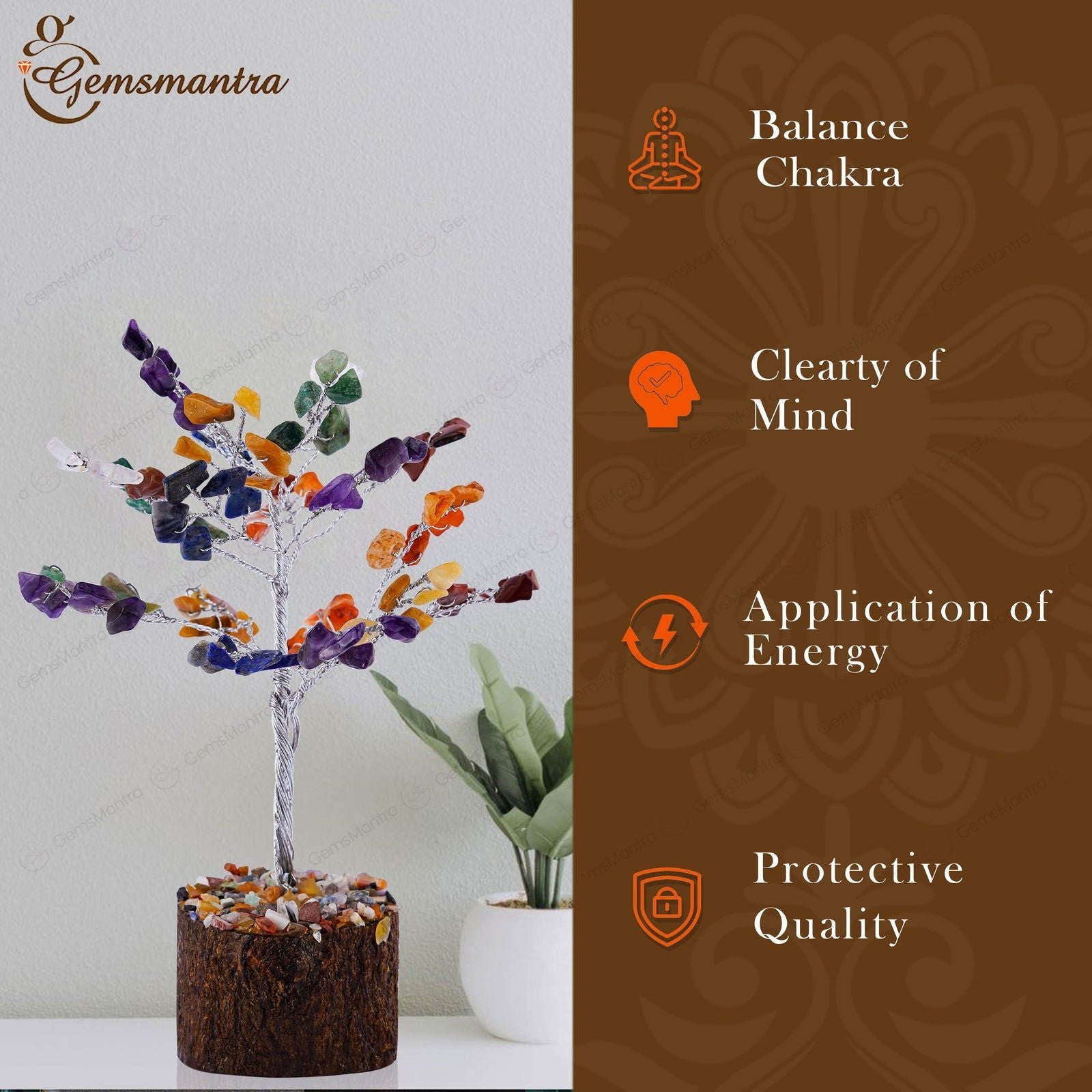 Small Seven Chakra Crystal Tree - Gemsmantra