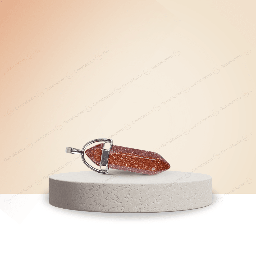 Sunstone Red Goldstone Double Terminated Pencil Pendant - Gemsmantra