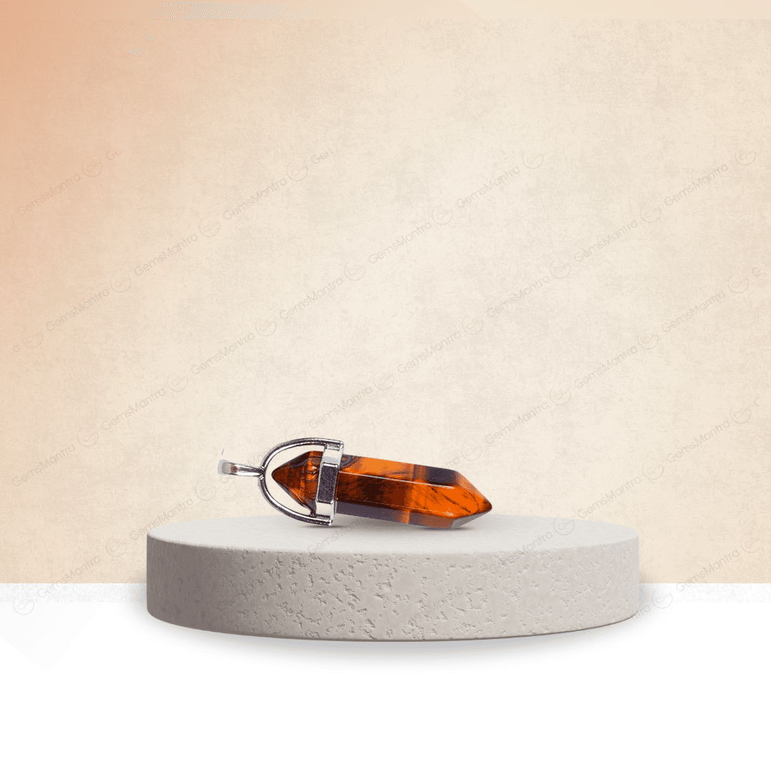 Tiger Eye Double Terminated Pencil Pendant - Gemsmantra