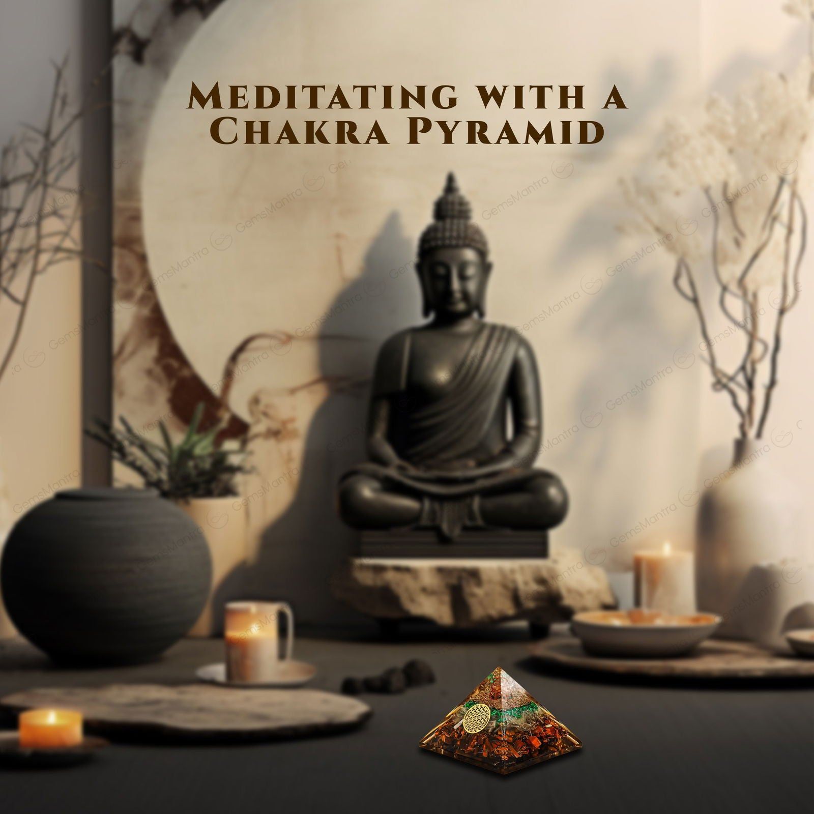 Tiger Eye,Selenite,Malachite Pyramid - Gemsmantra