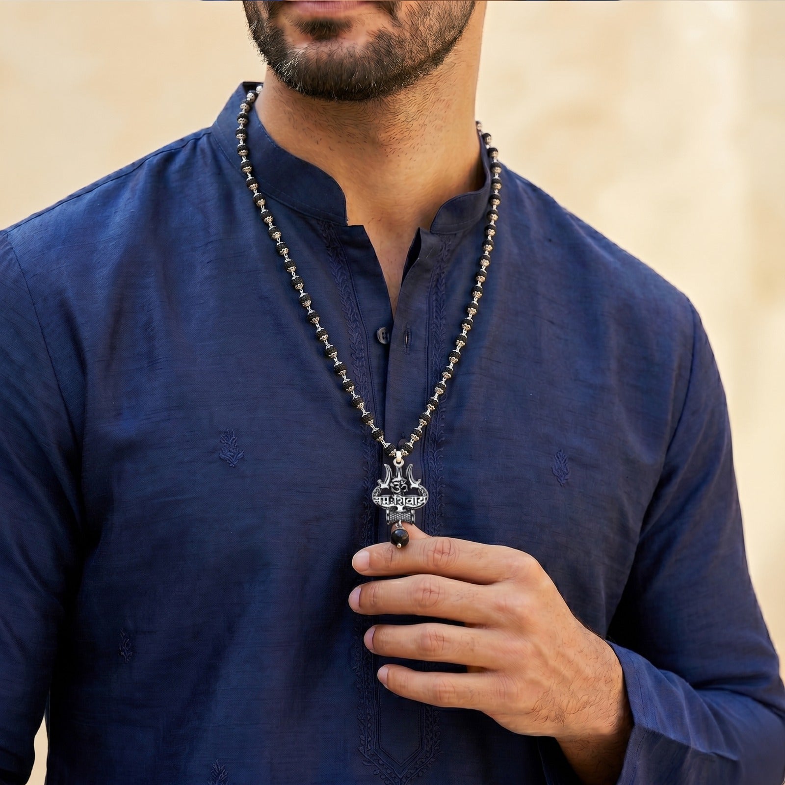 Original Shiv Trishul Karungali Mala (Silver)