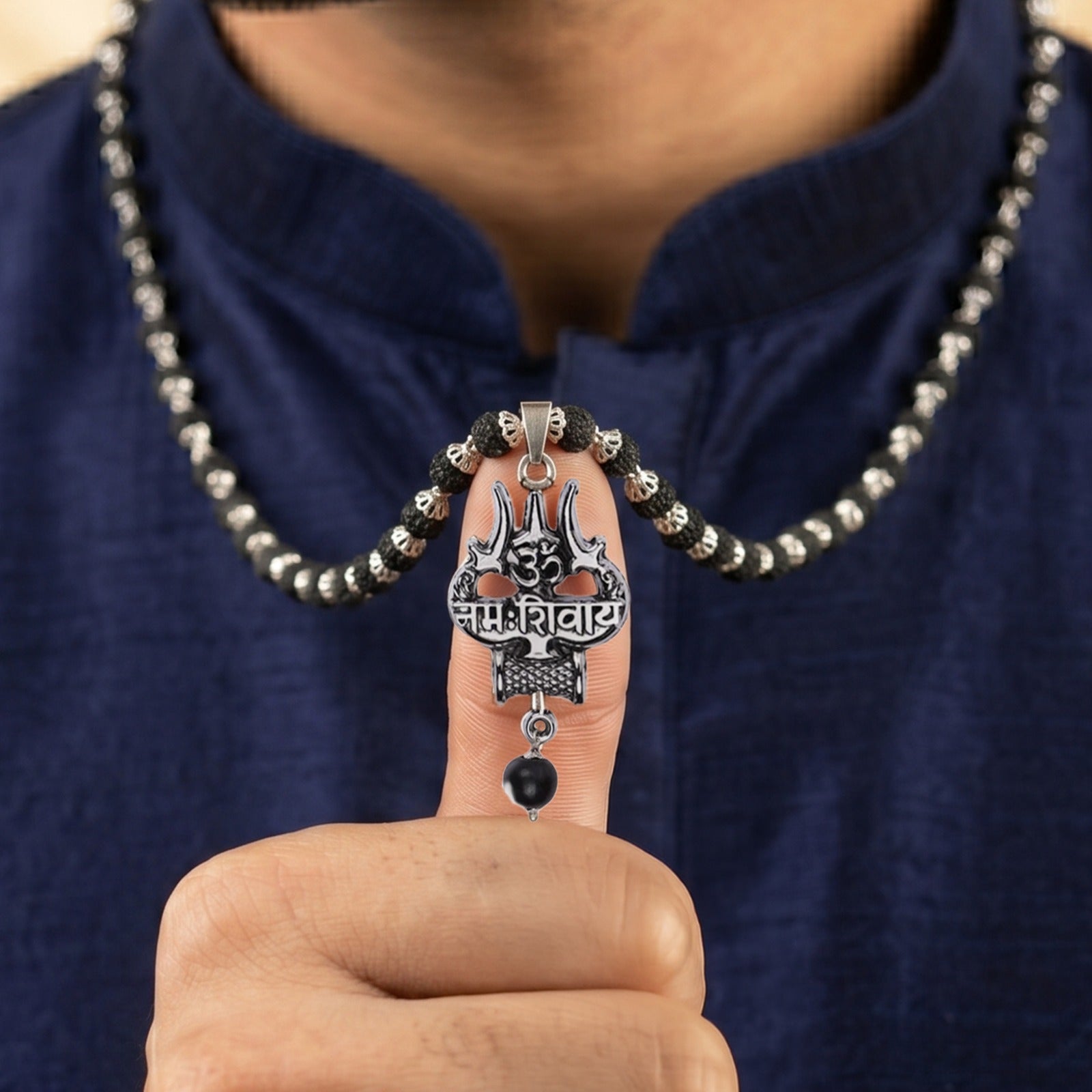 Original Shiv Trishul Karungali Mala (Silver)