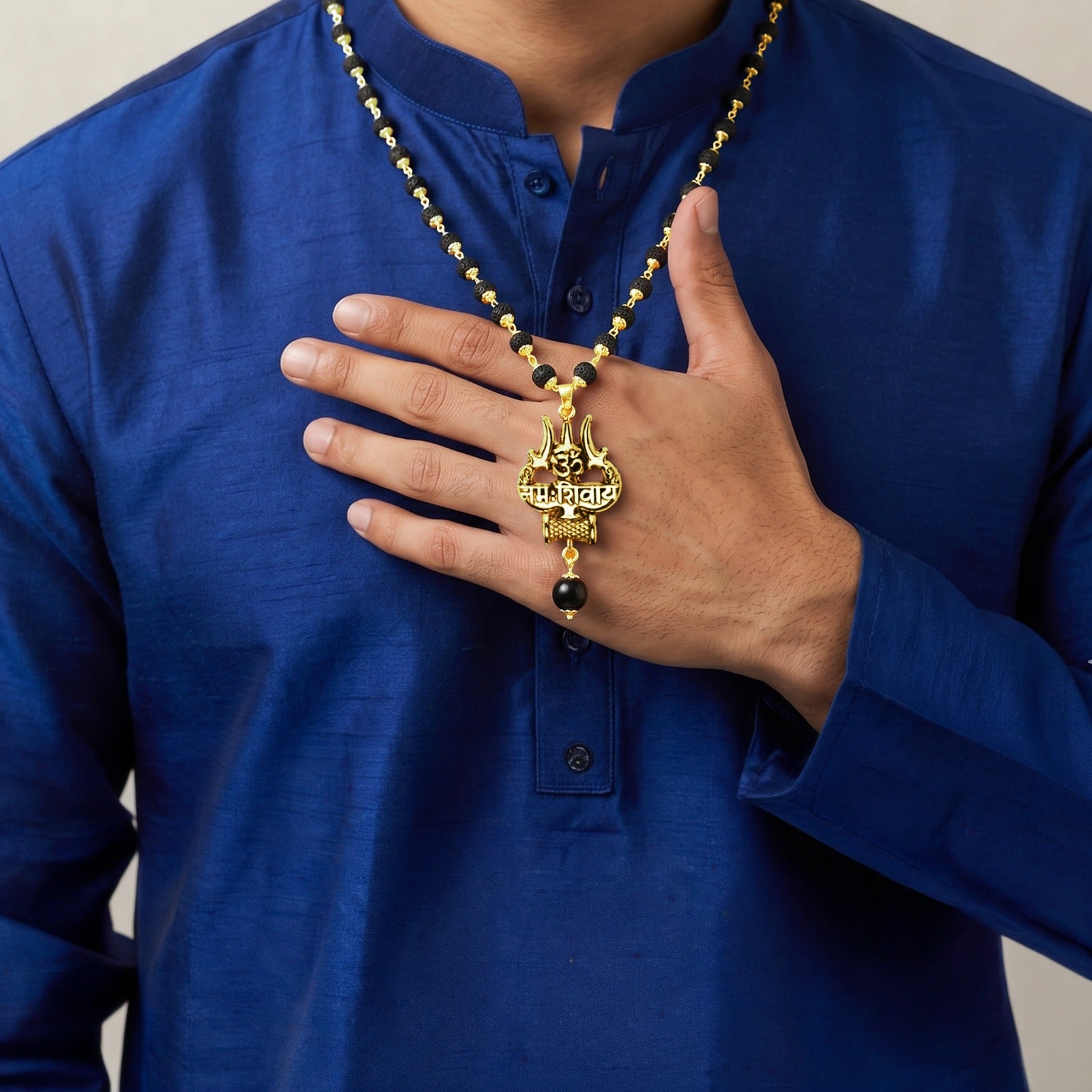 Original Shiv Trishul Karungali Mala (Gold)