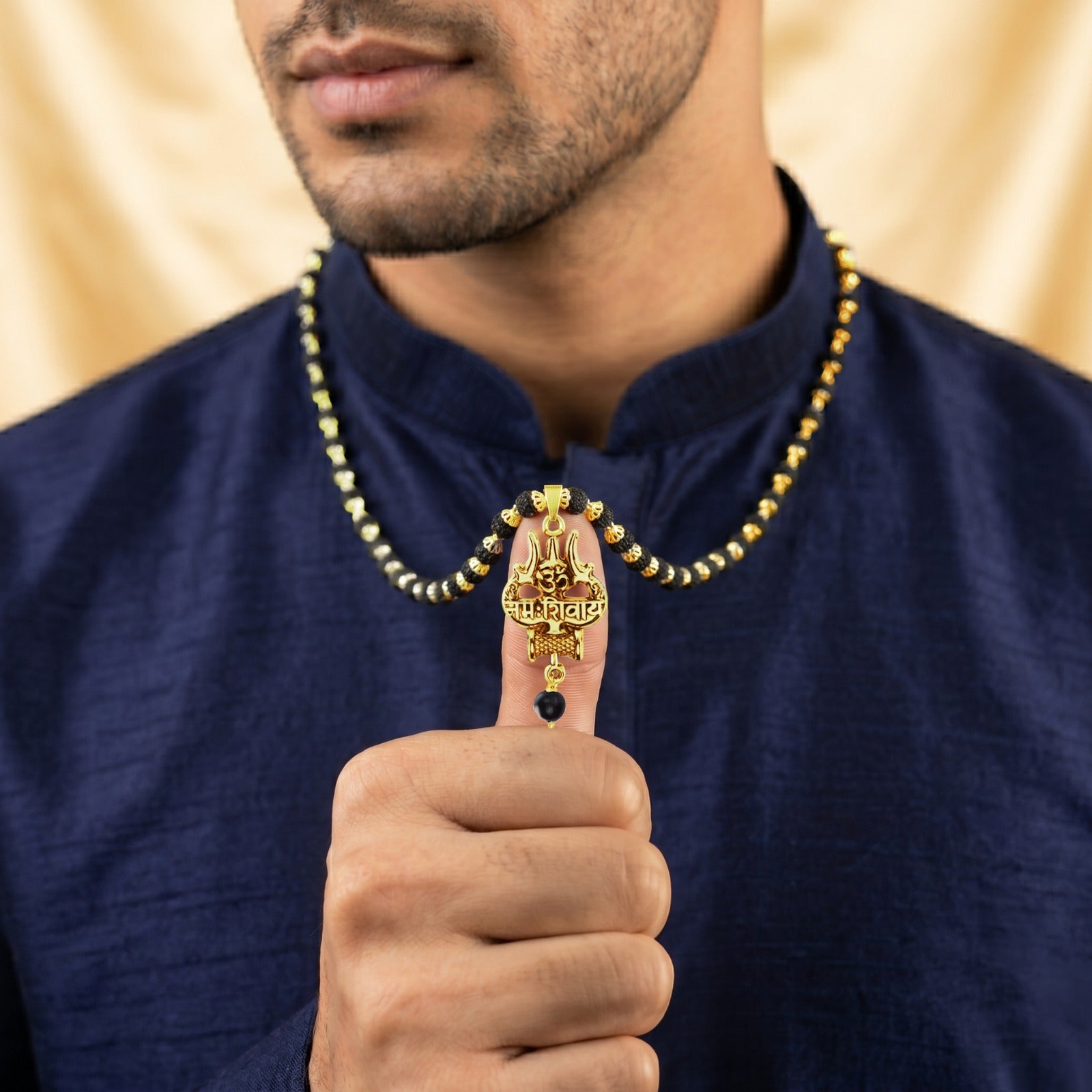 Original Shiv Trishul Karungali Mala (Gold)