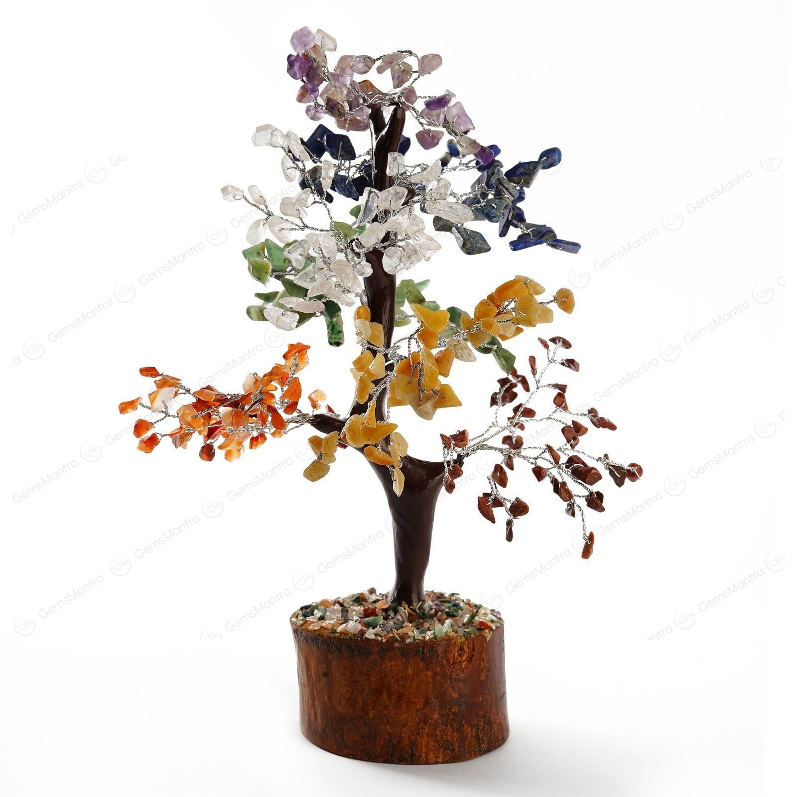 Wooden Seven Chakra Crystal Tree - Gemsmantra