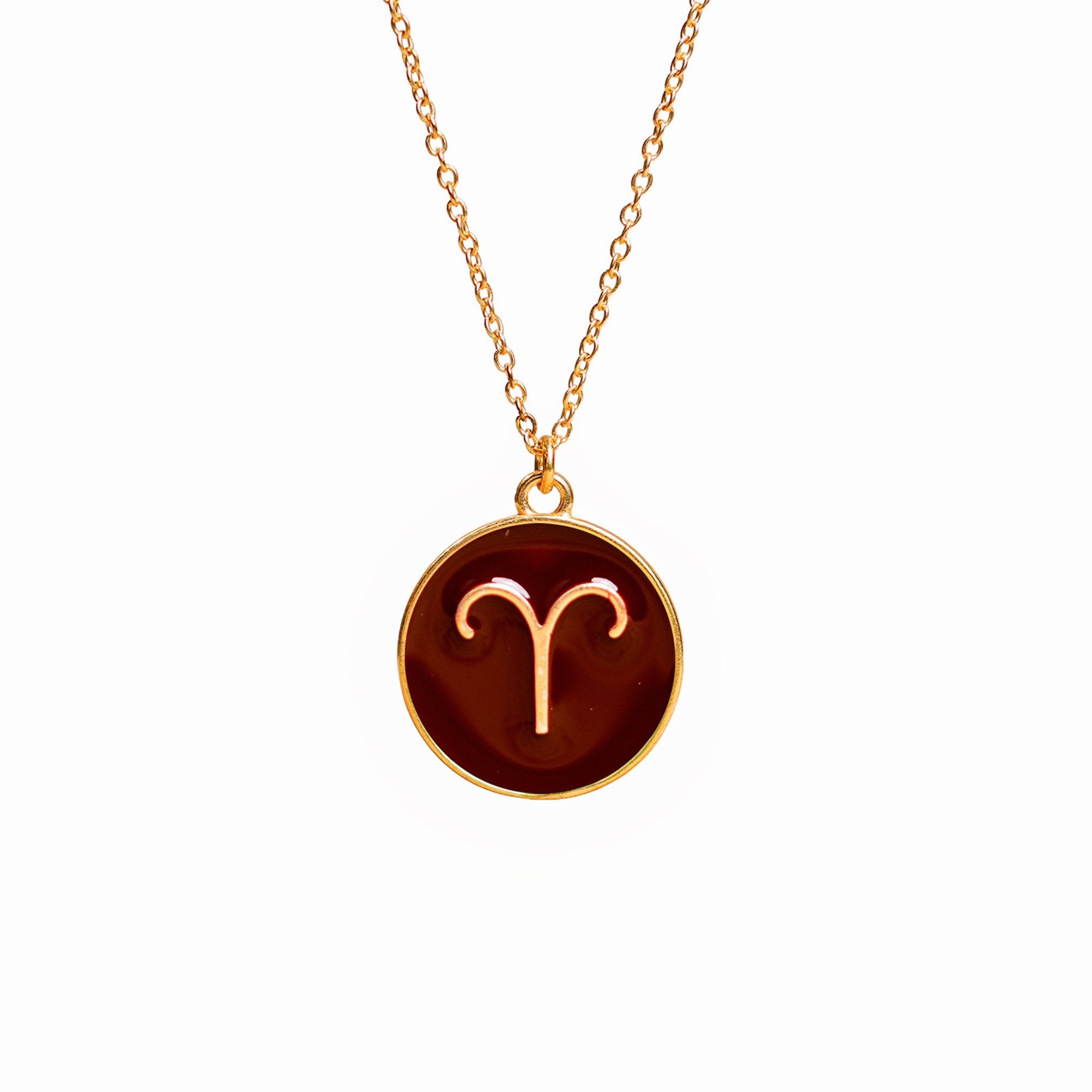 aries zodiac enamel coin pendant