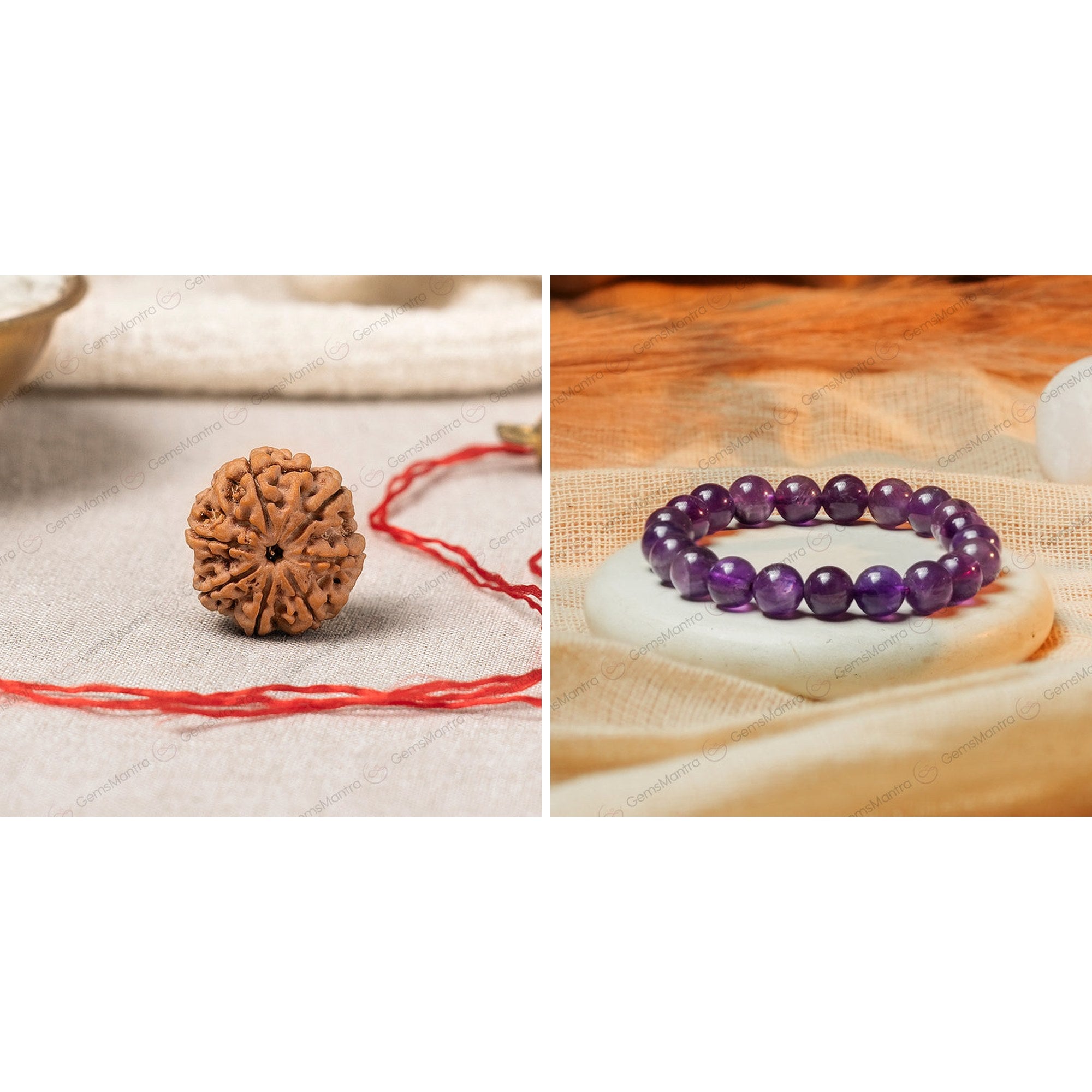 Prosperity & Peace Combo — 7 Mukhi Rudraksha & Amethyst Bracelet