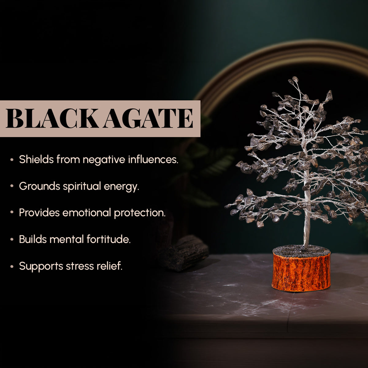 Black Agate Crystal Tree – Large, for Vastu – view 6