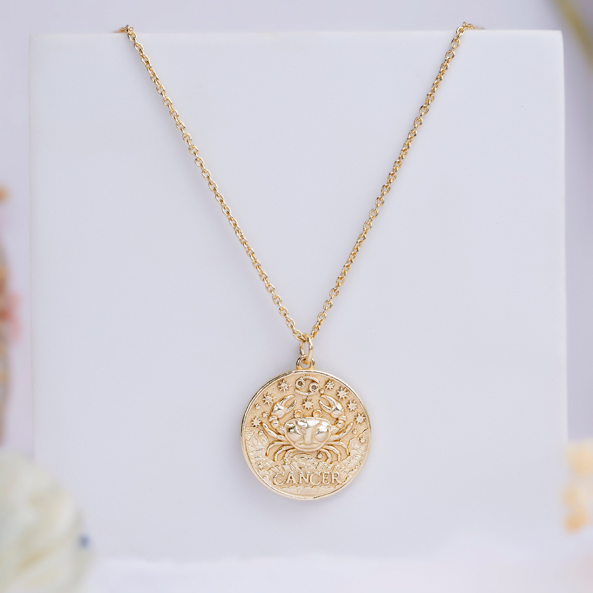 cancer zodiac pendant necklace howlite birthstone charm