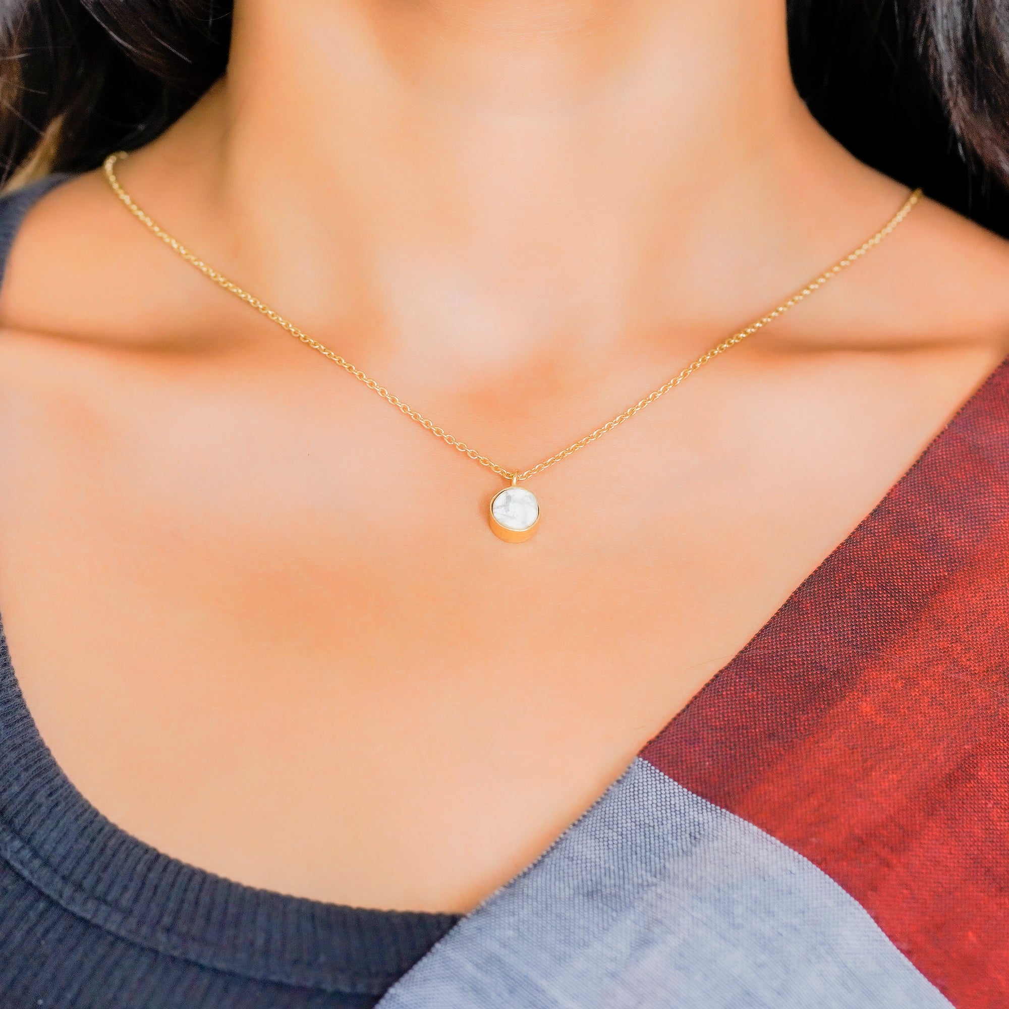 cancer zodiac pendant necklace howlite birthstone charm