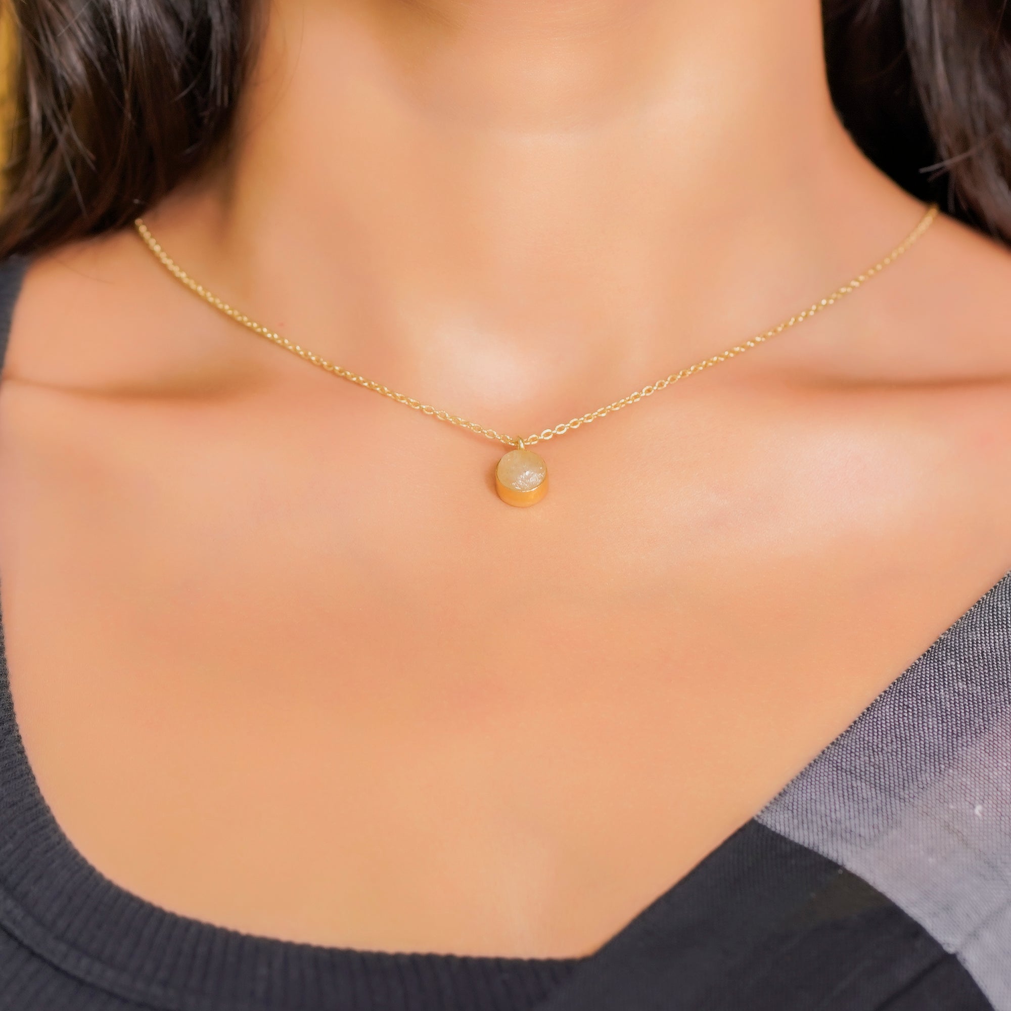 capricorn zodiac pendant necklace milky quartz birthstone charm