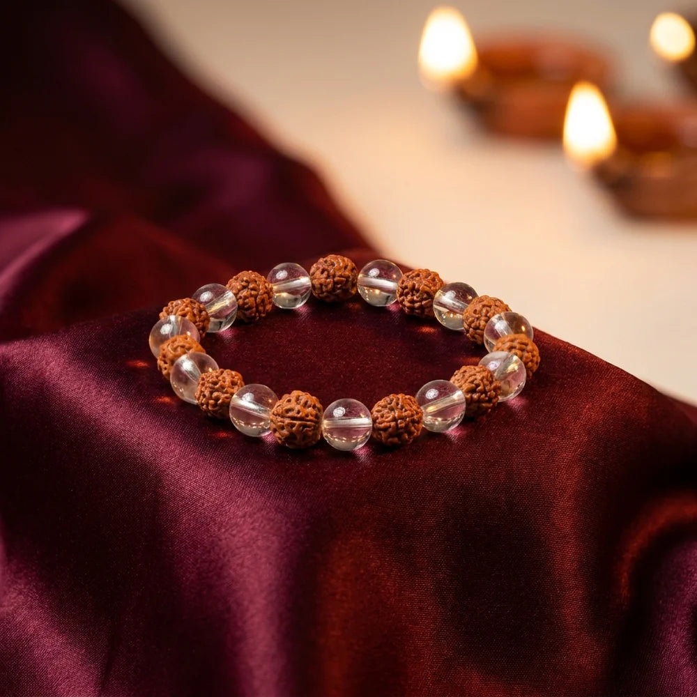 Rudraksha Bracelet with Crystal for Men – Positive Energy