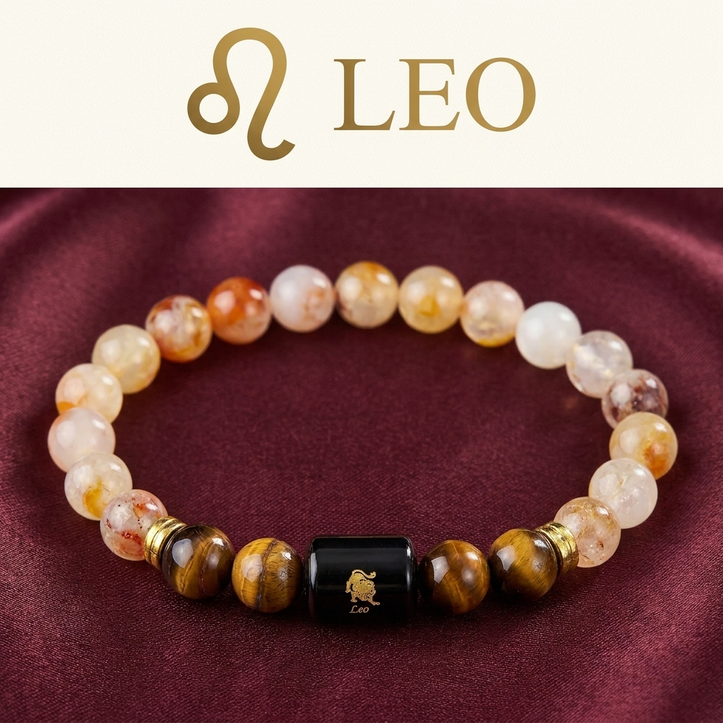 Leo Singh Rashi Bracelet - Citrine Tiger Eye - GemsMantra