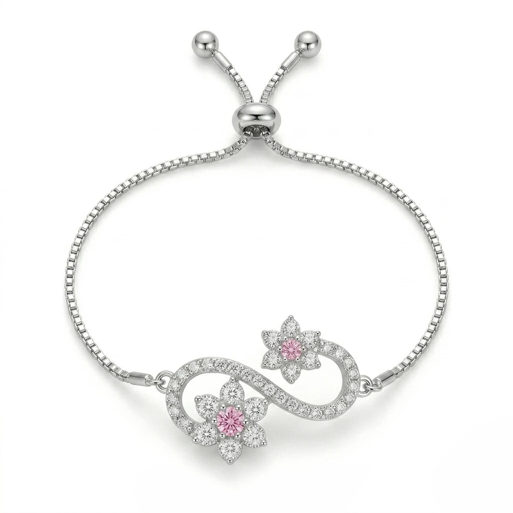 Infinity Flower Silver Bracelet