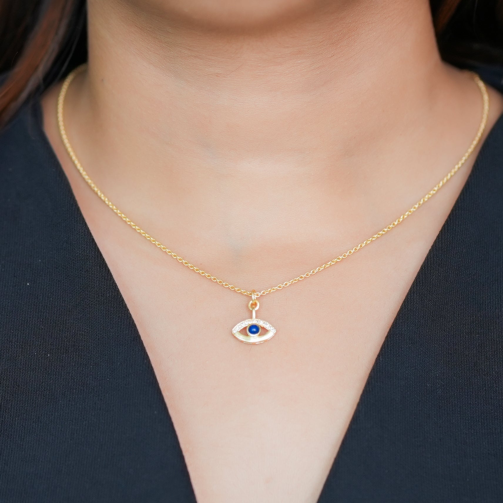 lapis evil eye charm pendant necklace protection good fortune